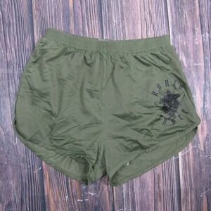 Soffe Vintage Mens Large Green Ronin Three 4" Running Sweat Shorts Athletic
